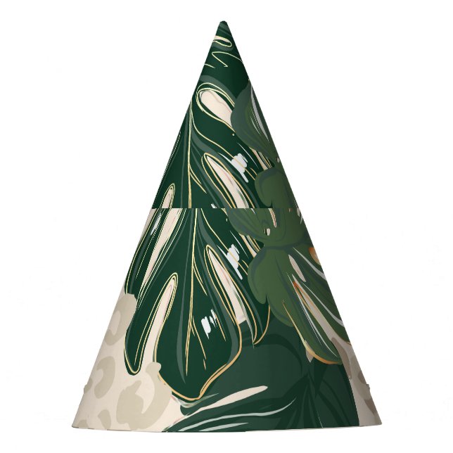 Leopard Monstera: Jungle Print Vintag. Partyhütchen (Vorderseite)