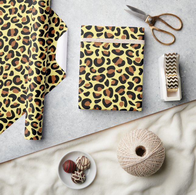 Leopard Muster Abschluss gibt gelb nahtlos Geschenkpapier (Kunsthandwerk)