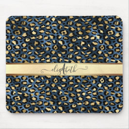 Leopard Muster Black Bronze Monogram Mousepad