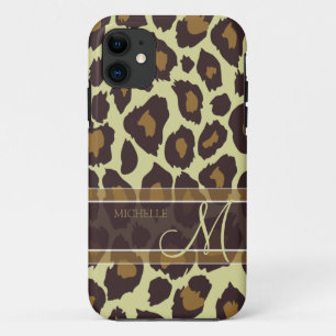 Leopard-Muster - Brown und TAN mit Monogramm Case-Mate iPhone Hülle