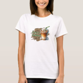 Leopard-Muster Eiskaffee Basic Mama lustige Schrei T-Shirt