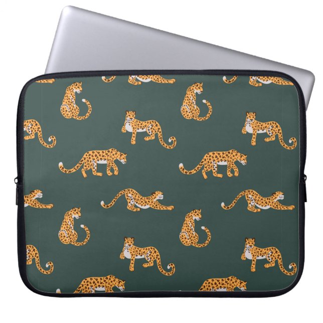 Leopard Muster flache Farbe nahtlose Design-Illust Laptopschutzhülle (Vorderseite)
