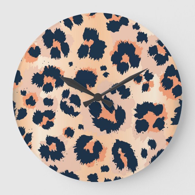 Leopard Muster: Funny Seamless Design Große Wanduhr (Vorderseite)