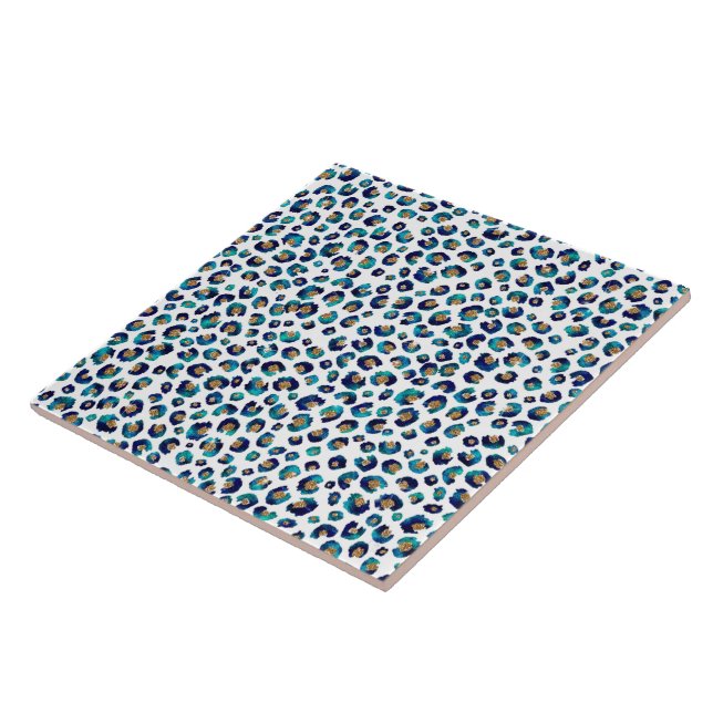 Leopard-Muster für Blue Gold Glitzer Fliese (Seite)