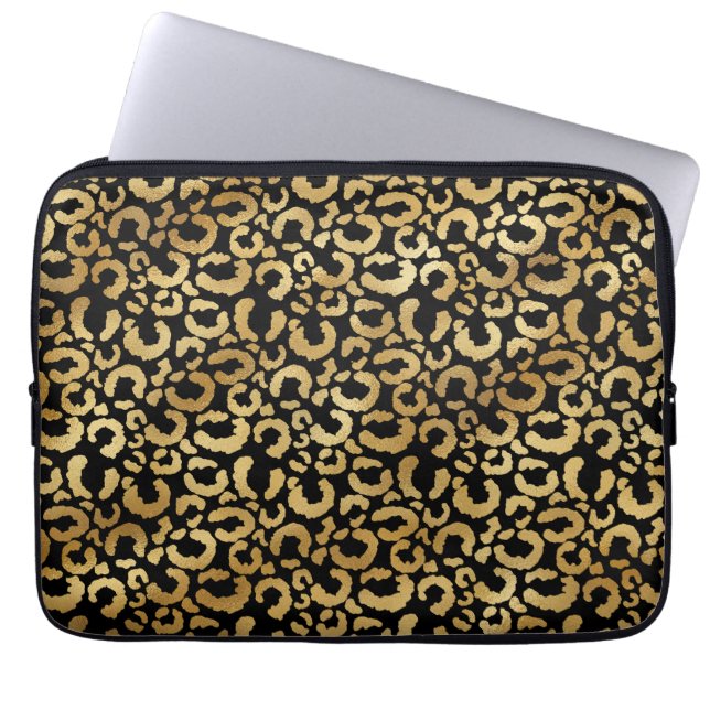 Leopard Muster in Gold Laptopschutzhülle (Vorderseite)