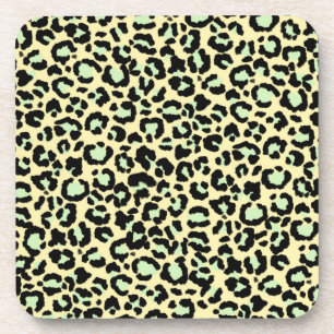 Leopard Muster in Mint Green über Hafermehl Getränkeuntersetzer