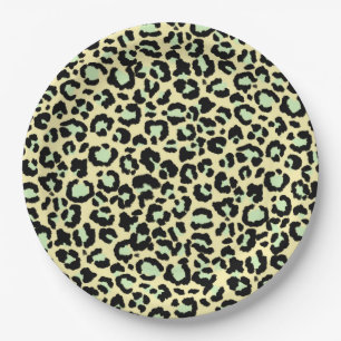 Leopard Muster in Mint Green über Hafermehl Pappteller