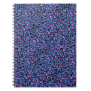 Leopard Muster in Raspberry auf Electric Blue Notizblock