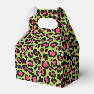 Leopard Muster in Raspberry auf Lime Green Geschenkschachtel