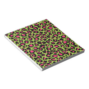 Leopard Muster in Raspberry auf Lime Green Notizblock