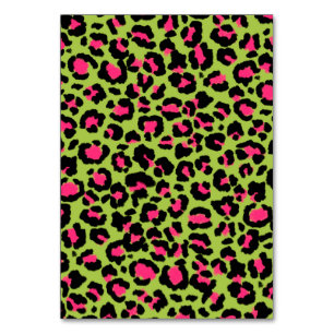 Leopard Muster in Raspberry auf Lime Green Tischnummer