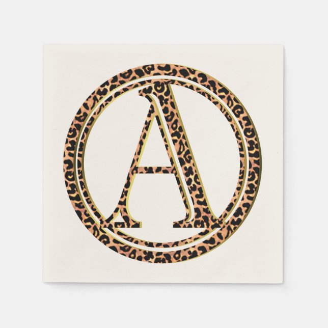 Leopard Muster Letter A Serviette (Vorderseite)