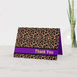 Leopard Muster Lila Stripe Sweet 16 DANK Dankeskarte