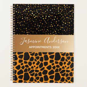 Leopard Muster Schwarz Gold Glitzer 2024 Planer