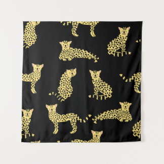 Leopard Muster: Schwarze Hintergrundekäse Wandteppich
