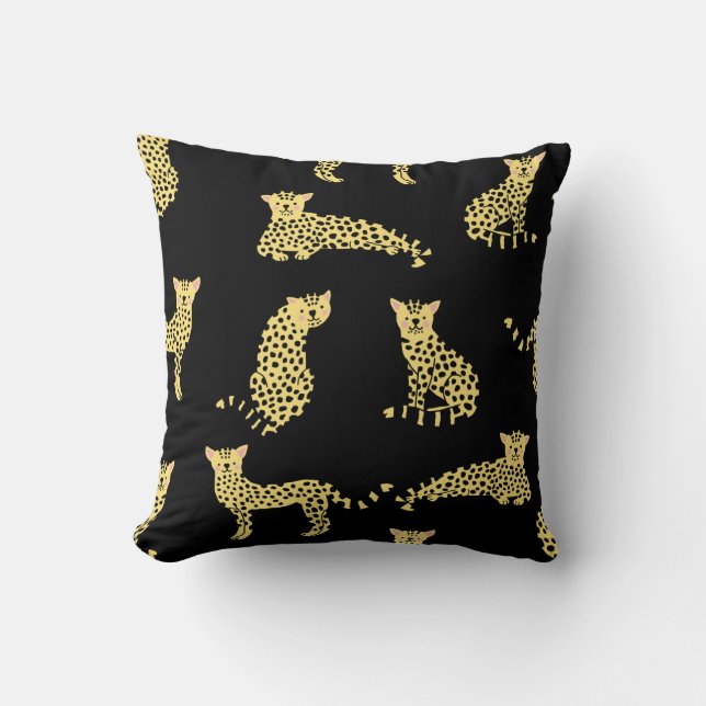 Leopard-Muster: schwarzer Hintergrund Gepard Kissen (Vorderseite)