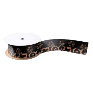 Leopard-Muster-Tatzen-Drucke Satinband