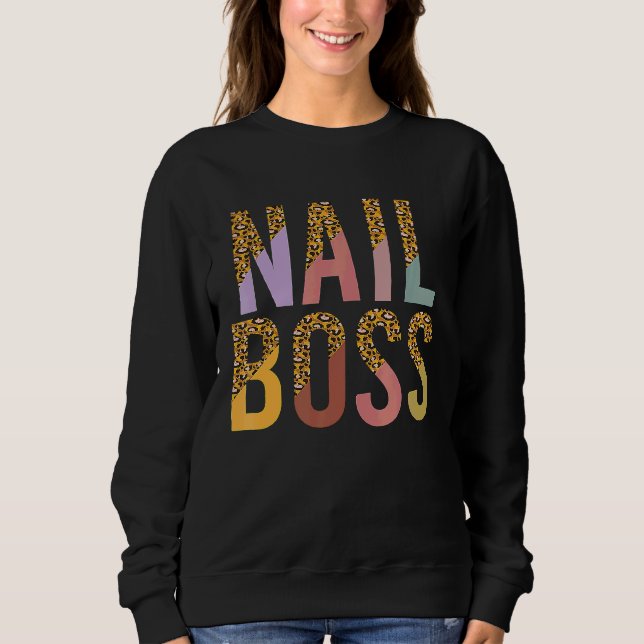 Leopard-Nagel-Chef-Techniker Maniküre Frau Schönhe Sweatshirt (Vorderseite)