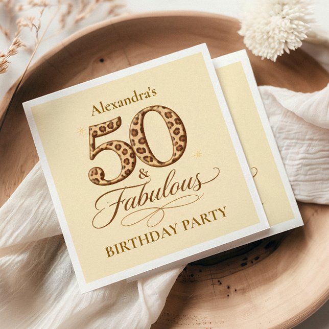 Leopard Neutral 50 & Fabelhafter Geburtstag Serviette (Von Creator hochgeladen)