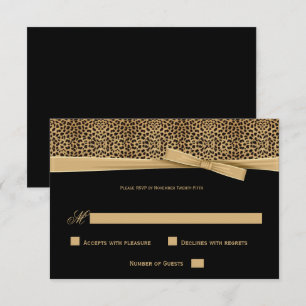 Leopard noir et or avec invitation RSVP Ribbon