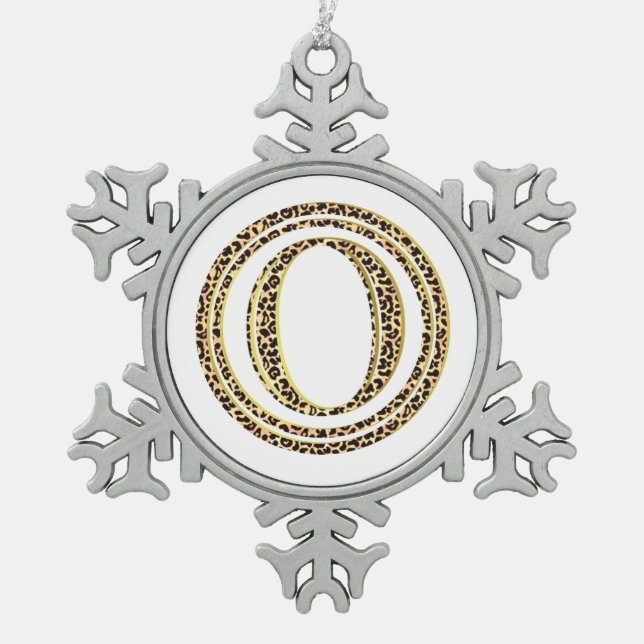 Leopard O Schneeflocken Zinn-Ornament (Vorderseite)