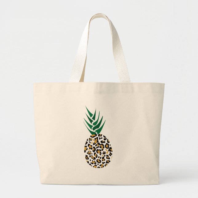 Leopard oder Ananas? Lustiges Illusionsbild Jumbo Stoffbeutel (Vorne)
