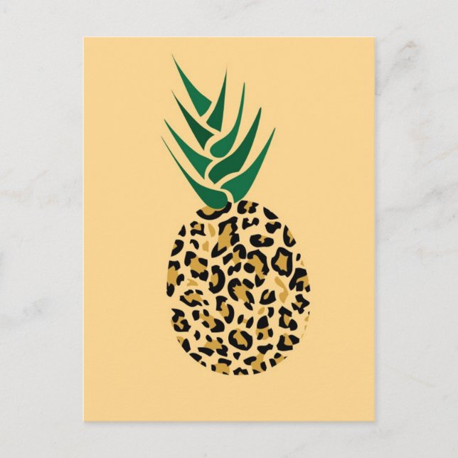 Leopard oder Ananas? Witziges Illustrationsbild Postkarte (Vorderseite)