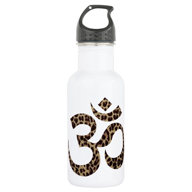 Leopard Om Symbol 18oz Edelstahlflasche (Vorderseite)