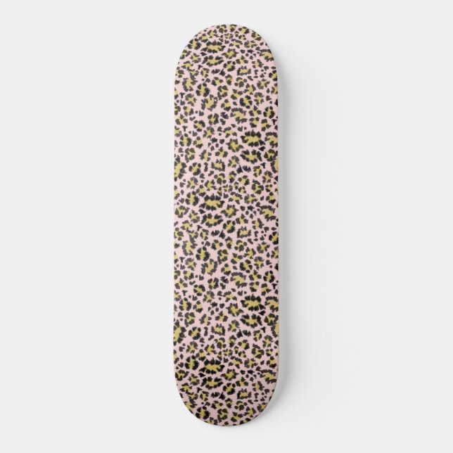 Leopard on pink pattern skateboard (Vorderseite)
