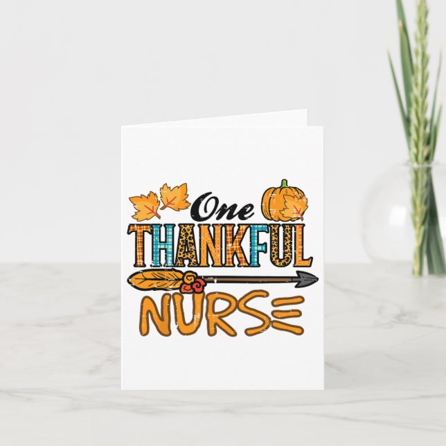 Leopard One Thankful Nurse Erntedank Fall Scrub Karte (Vorderseite)