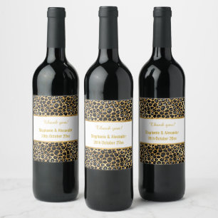 LEOPARD OR PERSONNALISÉ 2 ÉTIQUETTE À VIN