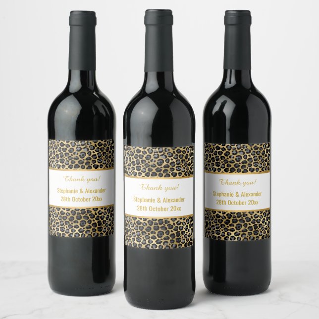 LEOPARD OR PERSONNALISÉ 2 ÉTIQUETTE À VIN (Bouteilles)