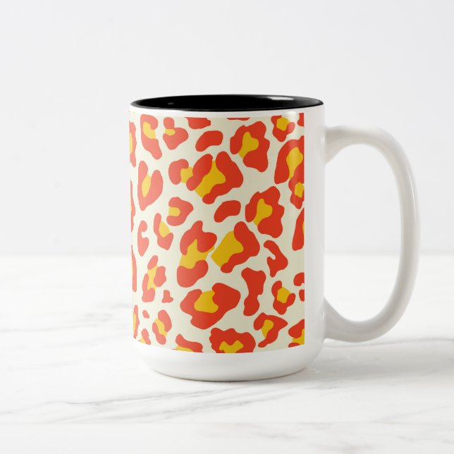 Leopard, orange, gelb, weiß zweifarbige tasse (Rechts)