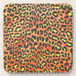 Leopard Orange und Gelb Getränkeuntersetzer