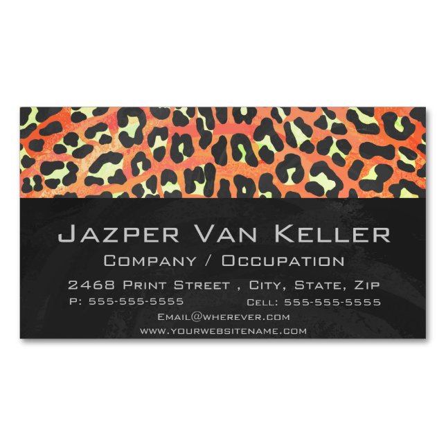 Leopard Orange und Gelb Magnetische Visitenkarte (Vorderseite)