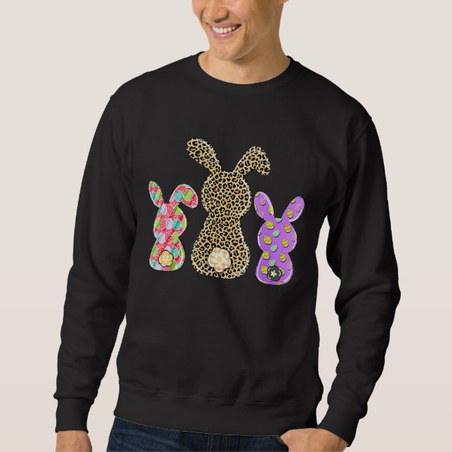 Leopard Ostereier Bunny Rabbit Trio Niedliche Frau Sweatshirt (Vorderseite)