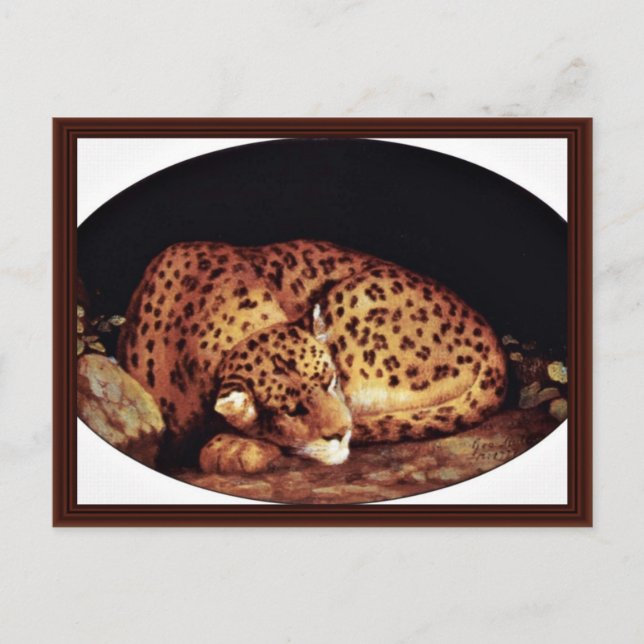 Leopard Oval von Stubbs George Postkarte (Vorderseite)