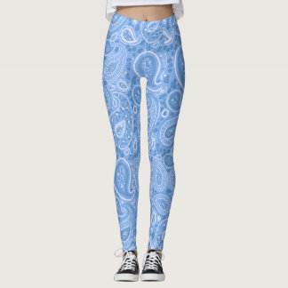 Leopard Paisley Seamless Muster Blau eleganter Yog Leggings