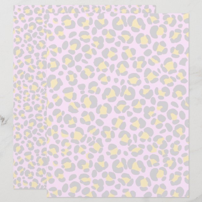Leopard Pastel Pink Grau Gelb (Vorne/Hinten)