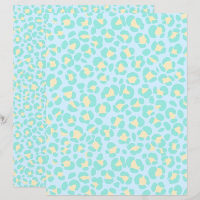 Leopard Pastell Aquamarin gelb (Vorne/Hinten)