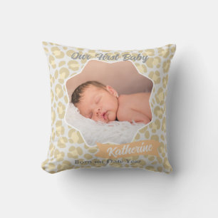 Leopard Pastell Grau Salbei Gelb Baby Foto Kissen