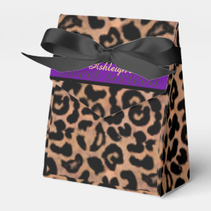 Leopard Patt lila Streifen-Bonbon 16 Geschenkschachtel