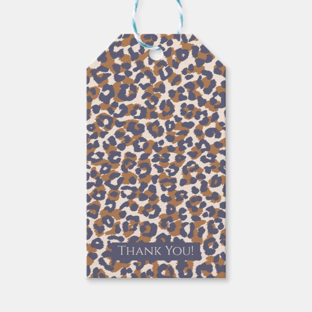 Leopard Pattern-blau und braun Geschenkanhänger (Vorderseite)