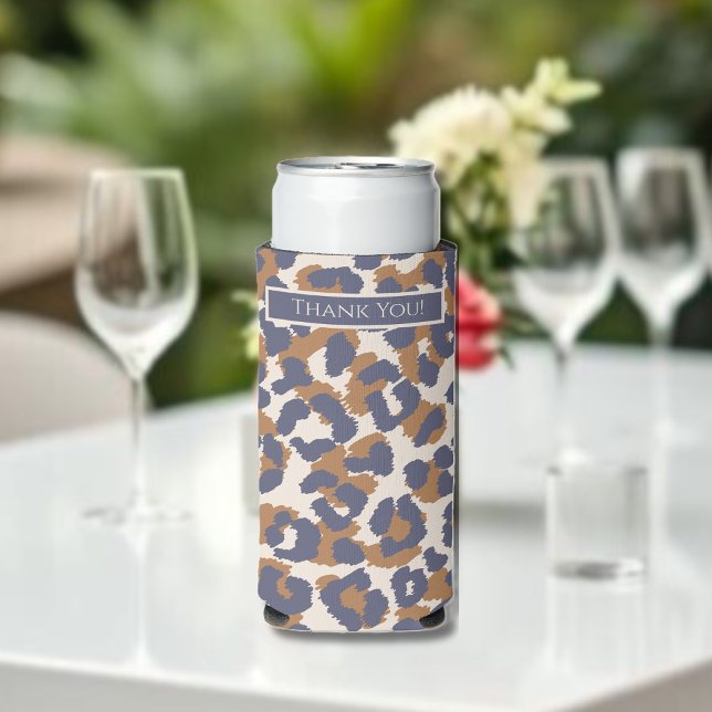 Leopard Pattern-blau und braun Selters Dosenkühler (Leopard Pattern-Blue and Brown- Seltzer Can Cooler)