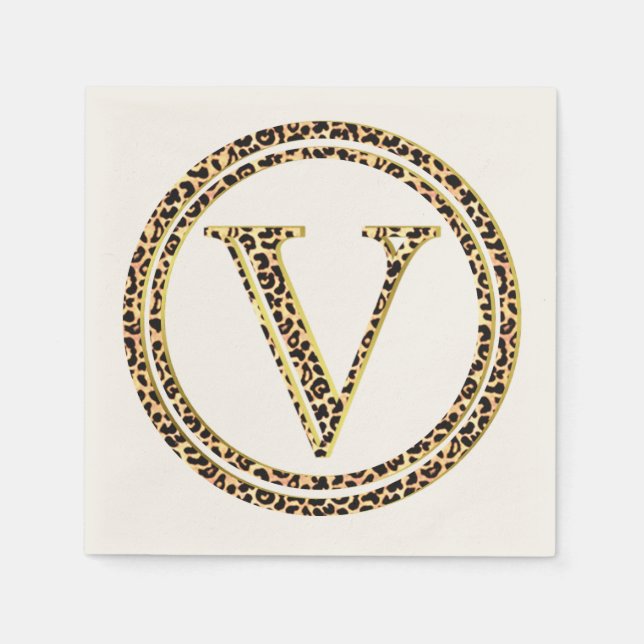 Leopard Pattern Letter "V" Serviette (Vorderseite)