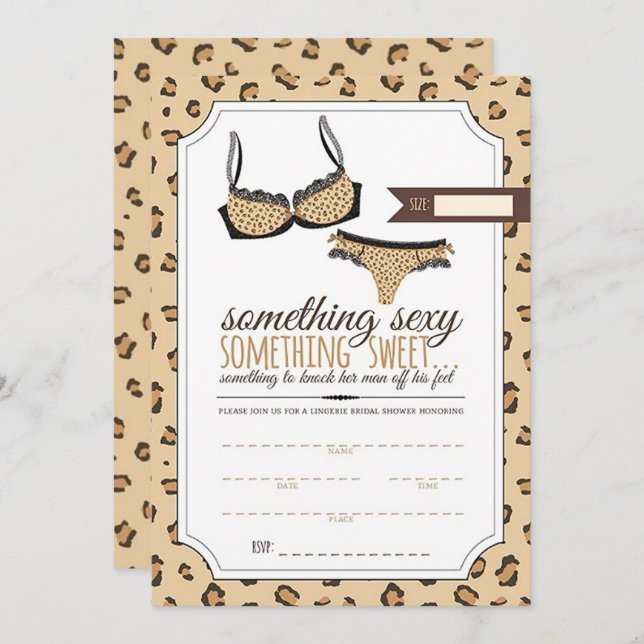 Leopard Pattern Lingerie Brautparty Einladung (Vorne/Hinten)