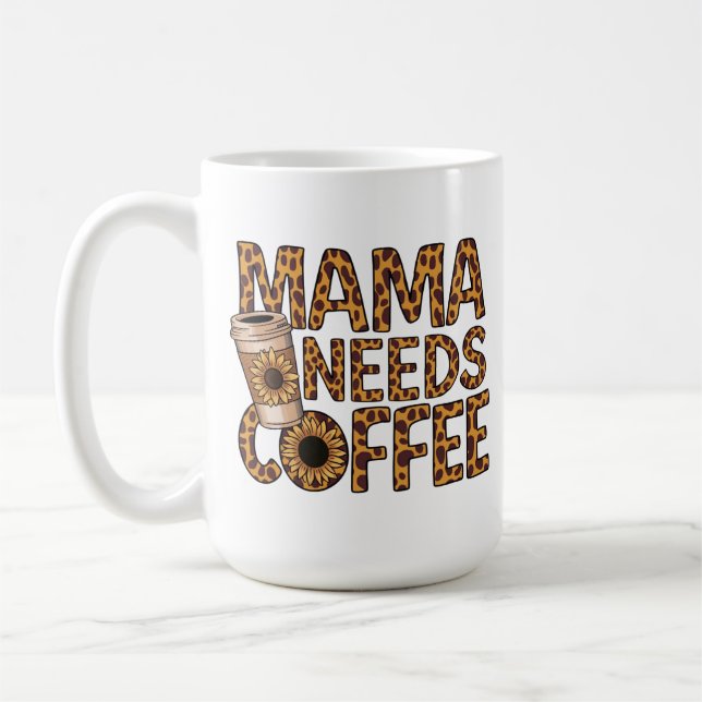 LEOPARD PATTERN MAMA BENÖTIGT KAFFEE-SONNENBLUMENT KAFFEETASSE (Links)