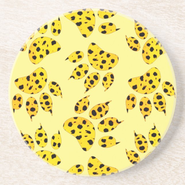 Leopard Paw Print Pattern Getränkeuntersetzer (Vorne)