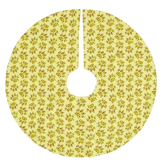 Leopard Paw Print Pattern Polyester Weihnachtsbaumdecke (Vorderseite)