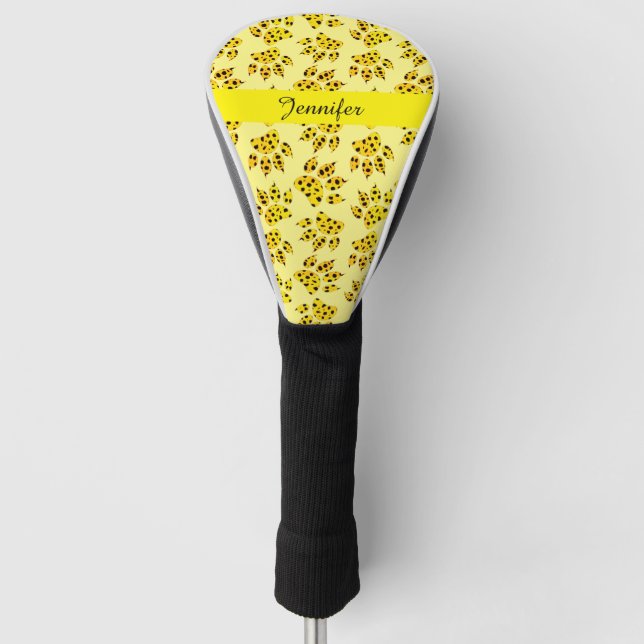 Leopard Paw Print Patterns Name hinzufügen Golf Headcover (Vorderseite)